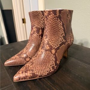 Vince Camuto Brown Snakeskin Ankle Boots